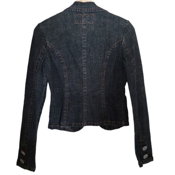 Younique Black Wash Tailored Denim Jacket Blazer Size S Edgy Faded Parisian Chic - Picture 2 of 13
